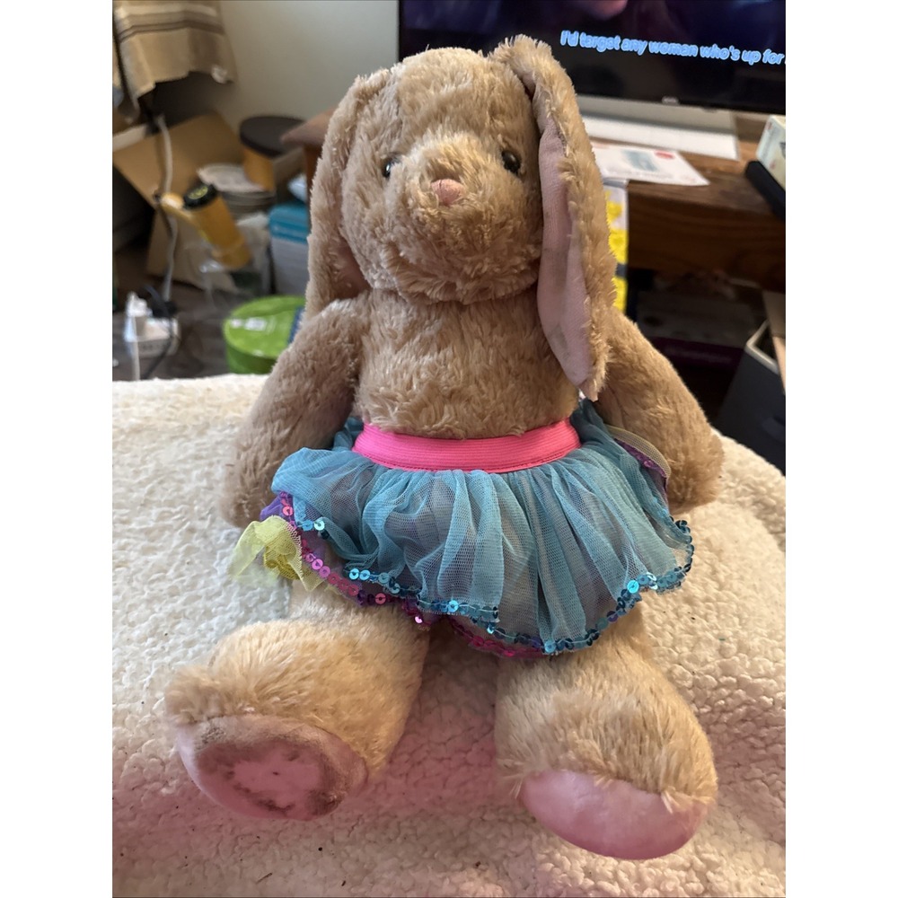 BAB Build a Bear Pawlette Bunny  Light Brown Floppy Ears 17in Dress 2019